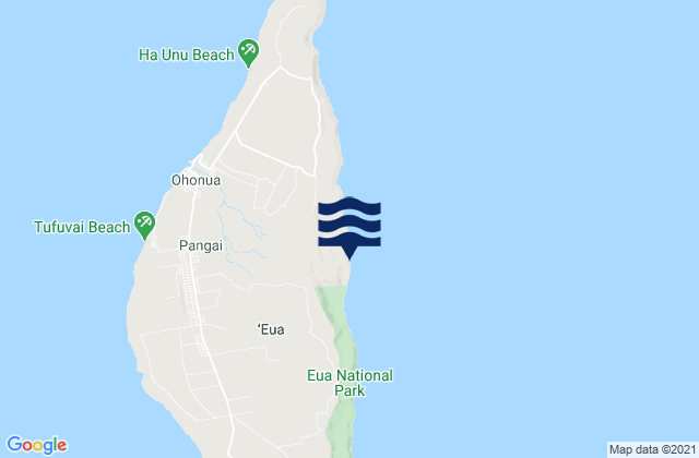 Karte der Gezeiten Eua, Tonga