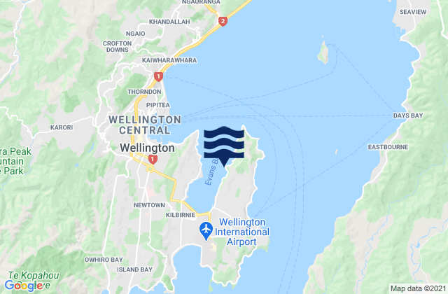 Karte der Gezeiten Evans Bay, New Zealand