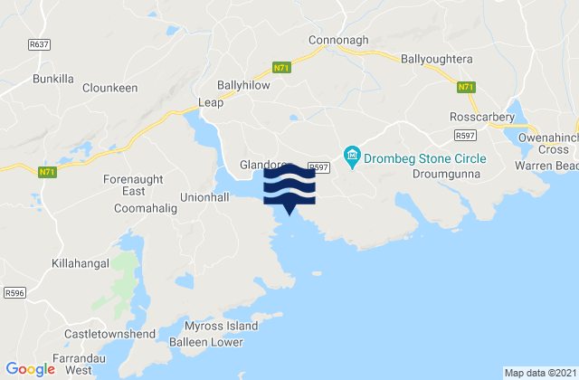 Karte der Gezeiten Eve Island, Ireland