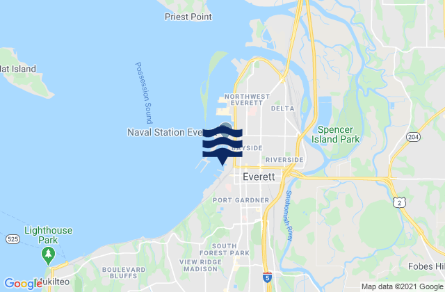 Karte der Gezeiten Everett, United States
