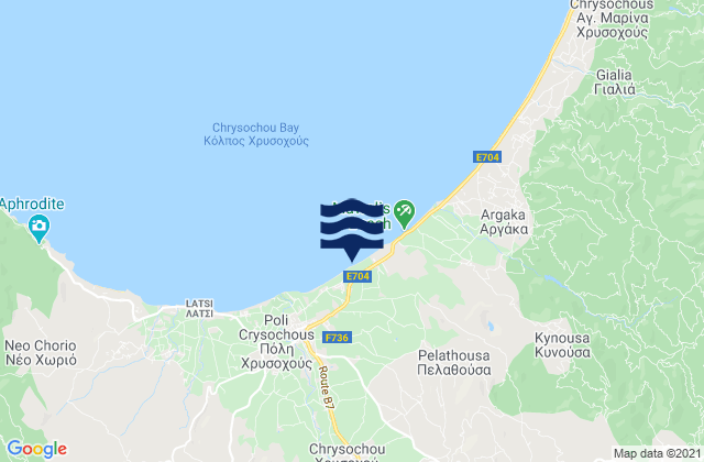 Karte der Gezeiten Evrétou, Cyprus