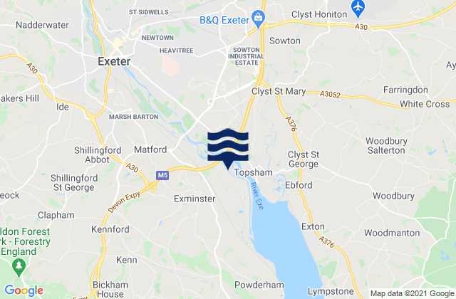 Karte der Gezeiten Exminster, United Kingdom