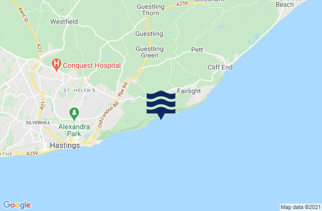 Karte der Gezeiten Fairlight Glen (Covehurst Bay) Beach, United Kingdom