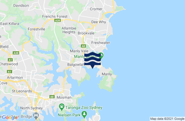 Karte der Gezeiten Fairlight, Australia