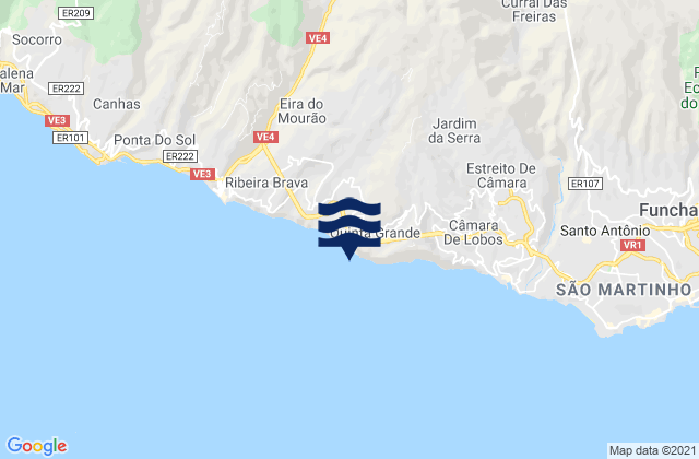 Karte der Gezeiten Faja Dos Padres, Portugal