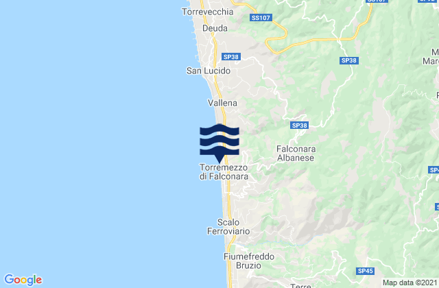 Karte der Gezeiten Falconara Albanese, Italy