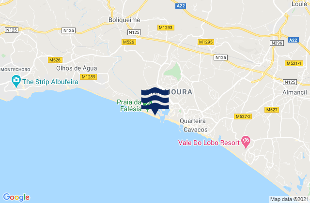Karte der Gezeiten Falesia-Vilamoura, Portugal