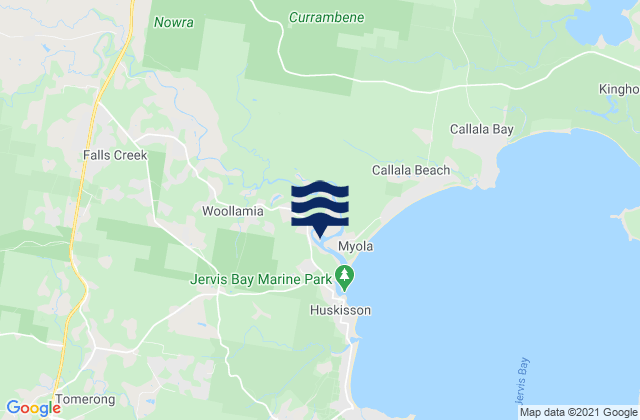 Karte der Gezeiten Falls Creek, Australia