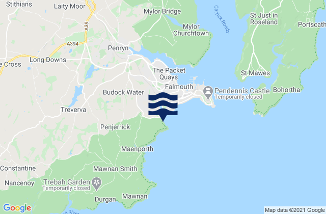 Karte der Gezeiten Falmouth - Swanpool, United Kingdom