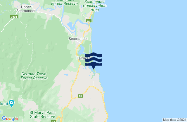 Karte der Gezeiten Falmouth, Australia