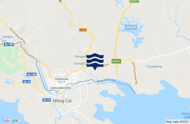 Karte der Gezeiten Fangchenggang Shi, China