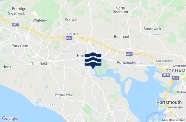 Karte der Gezeiten Fareham, United Kingdom