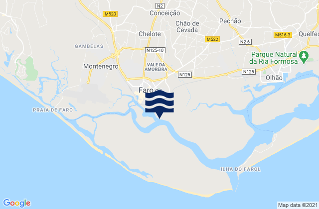 Karte der Gezeiten Faro (cais comercial), Portugal