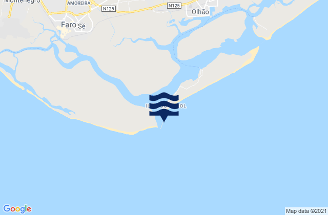 Karte der Gezeiten Faro-Olhao, Portugal