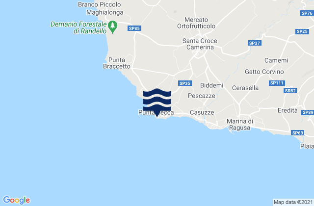 Karte der Gezeiten Faro di Punta Secca, Italy
