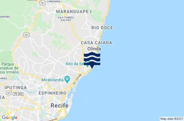 Karte der Gezeiten Farol de Olinda, Brazil