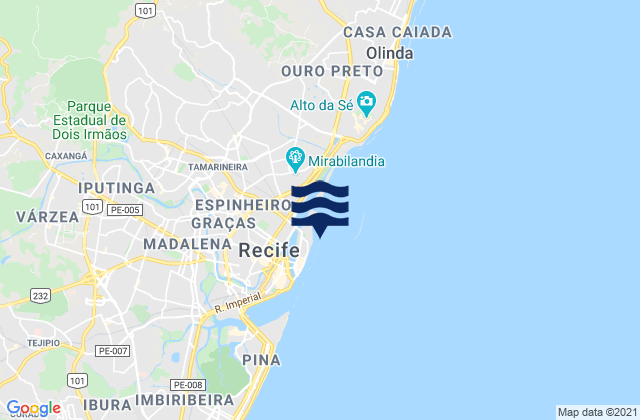 Karte der Gezeiten Farol do Recife, Brazil