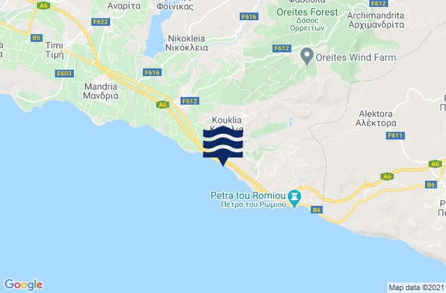 Karte der Gezeiten Fasoúla, Cyprus