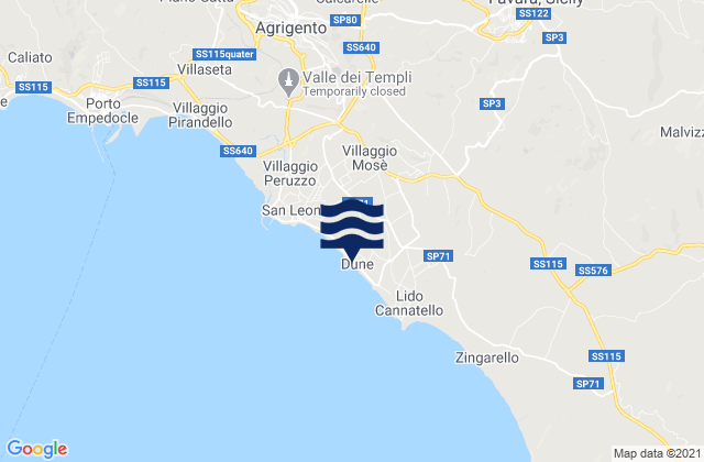 Karte der Gezeiten Favara, Italy