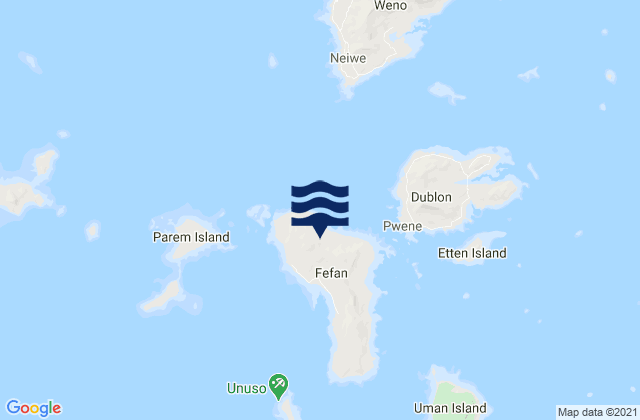 Karte der Gezeiten Fefen Municipality, Micronesia