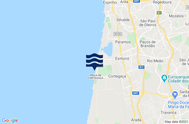 Karte der Gezeiten Feira, Portugal