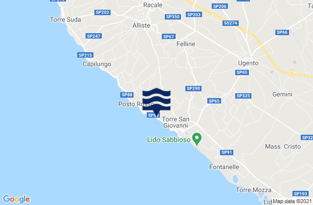 Karte der Gezeiten Felline, Italy