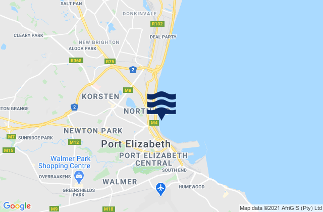 Karte der Gezeiten Fence (Port Elizabeth), South Africa
