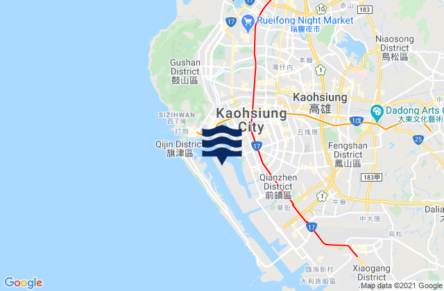 Karte der Gezeiten Fengshan, Taiwan