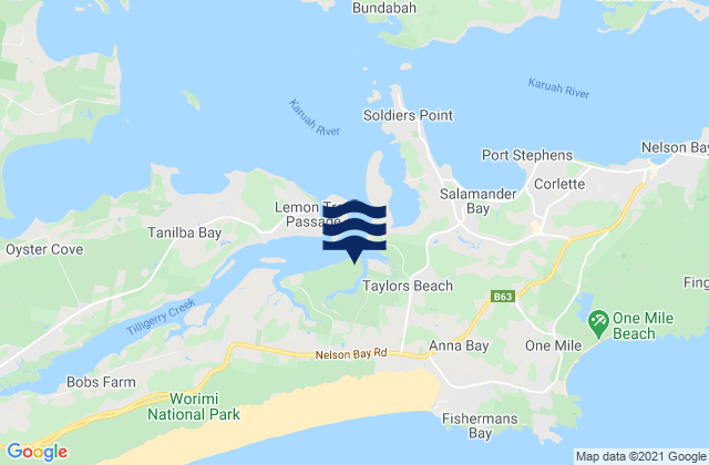 Karte der Gezeiten Fenninghams Island, Australia