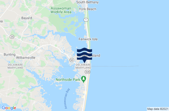 Karte der Gezeiten Fenwick Island Light, United States