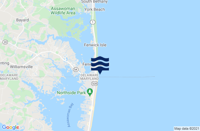 Karte der Gezeiten Fenwick Island, United States
