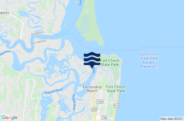 Karte der Gezeiten Fernandina Beach City Front Reach Amelia River, United States