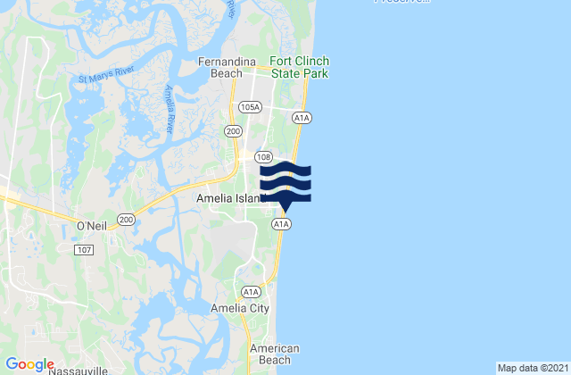 Karte der Gezeiten Fernandina Pier, United States