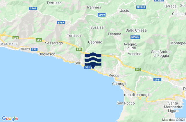 Karte der Gezeiten Ferriere, Italy
