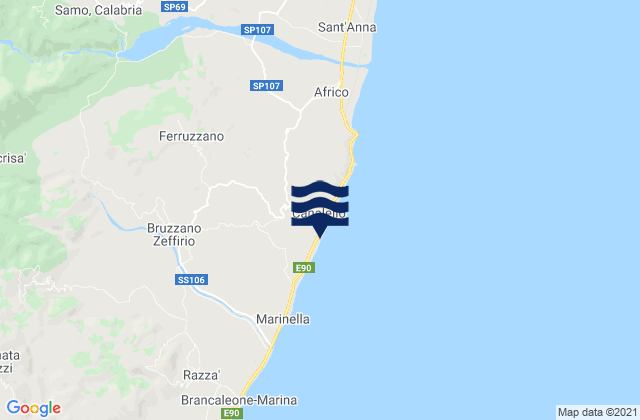 Karte der Gezeiten Ferruzzano, Italy