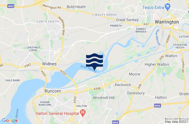 Karte der Gezeiten Fiddlers Ferry, United Kingdom