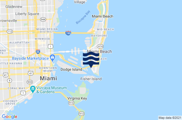 Karte der Gezeiten Fifth Street (Miami), United States