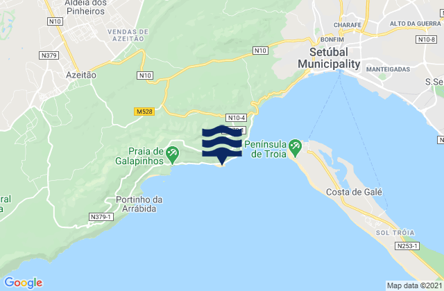 Karte der Gezeiten Figueirinha Beach, Portugal
