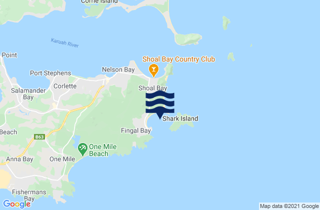 Karte der Gezeiten Fingal Bay, Australia