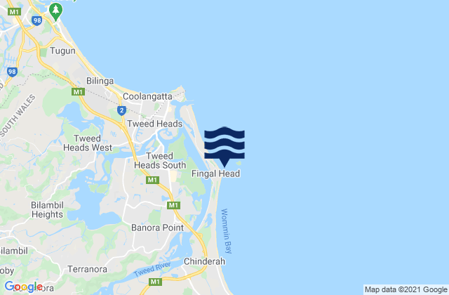 Karte der Gezeiten Fingal Head, Australia