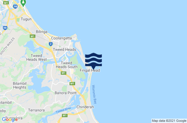Karte der Gezeiten Fingal Head Lighthouse, Australia