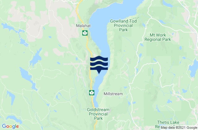 Karte der Gezeiten Finlayson Arm, Canada