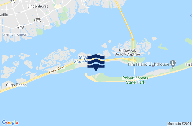 Karte der Gezeiten Fire I. Inlet 0.5 mi. S of Oak Beach, United States