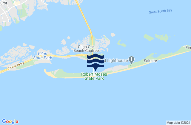 Karte der Gezeiten Fire Island Coast Guard Station, United States