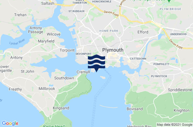 Karte der Gezeiten Firestone Bay, United Kingdom