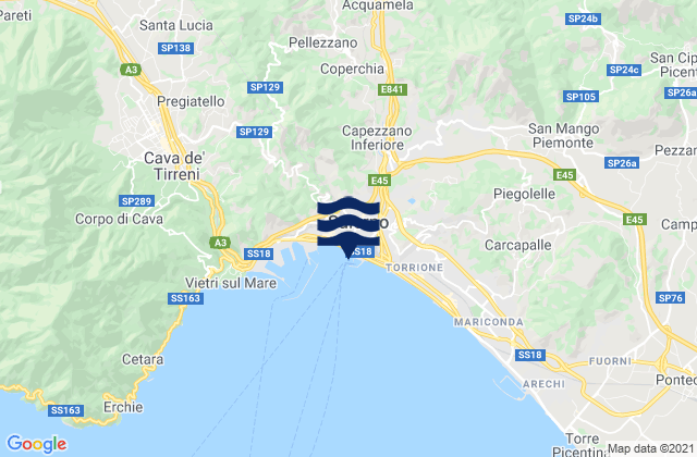 Karte der Gezeiten Fisciano, Italy