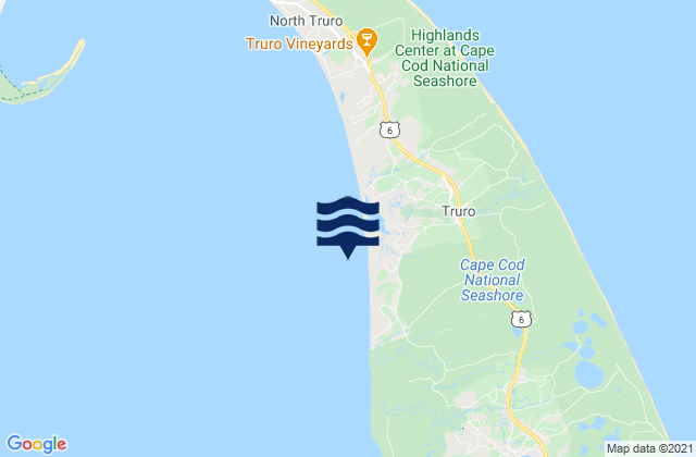 Karte der Gezeiten Fisher Beach Truro, United States