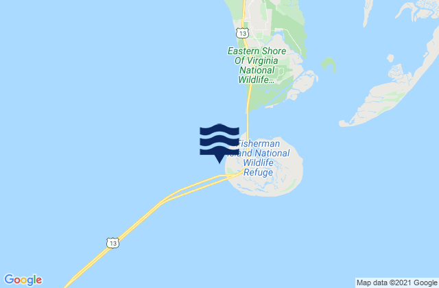 Karte der Gezeiten Fishermans Island, United States