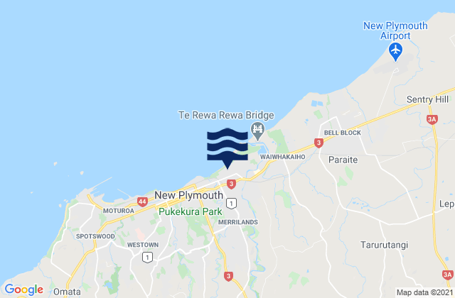 Karte der Gezeiten Fitzroy Beach, New Zealand