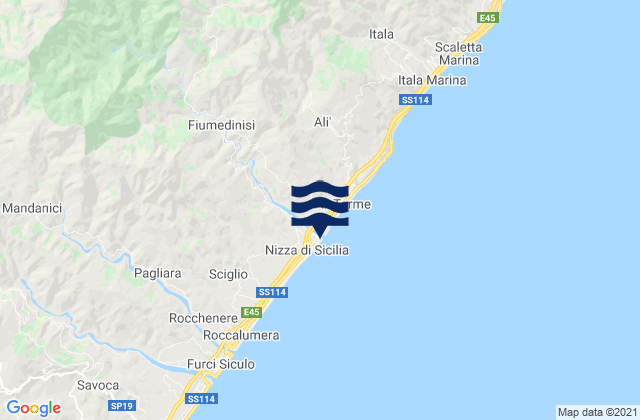 Karte der Gezeiten Fiumedinisi, Italy